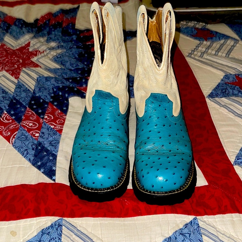 Ariat Fatbaby blue ostrich boots